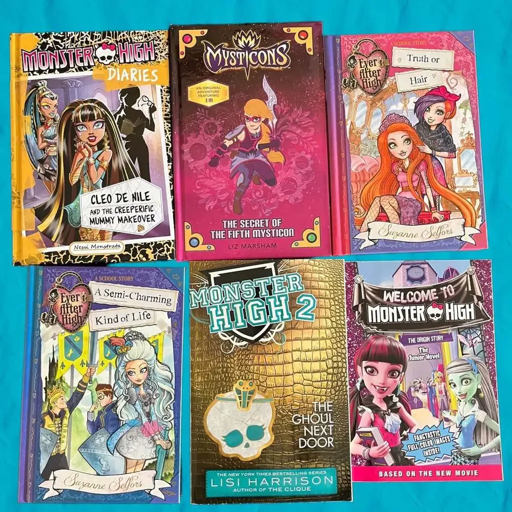 Monster’s High, Ever After High, Mysticons -6 book bundle New! Pre Teen Fantasy